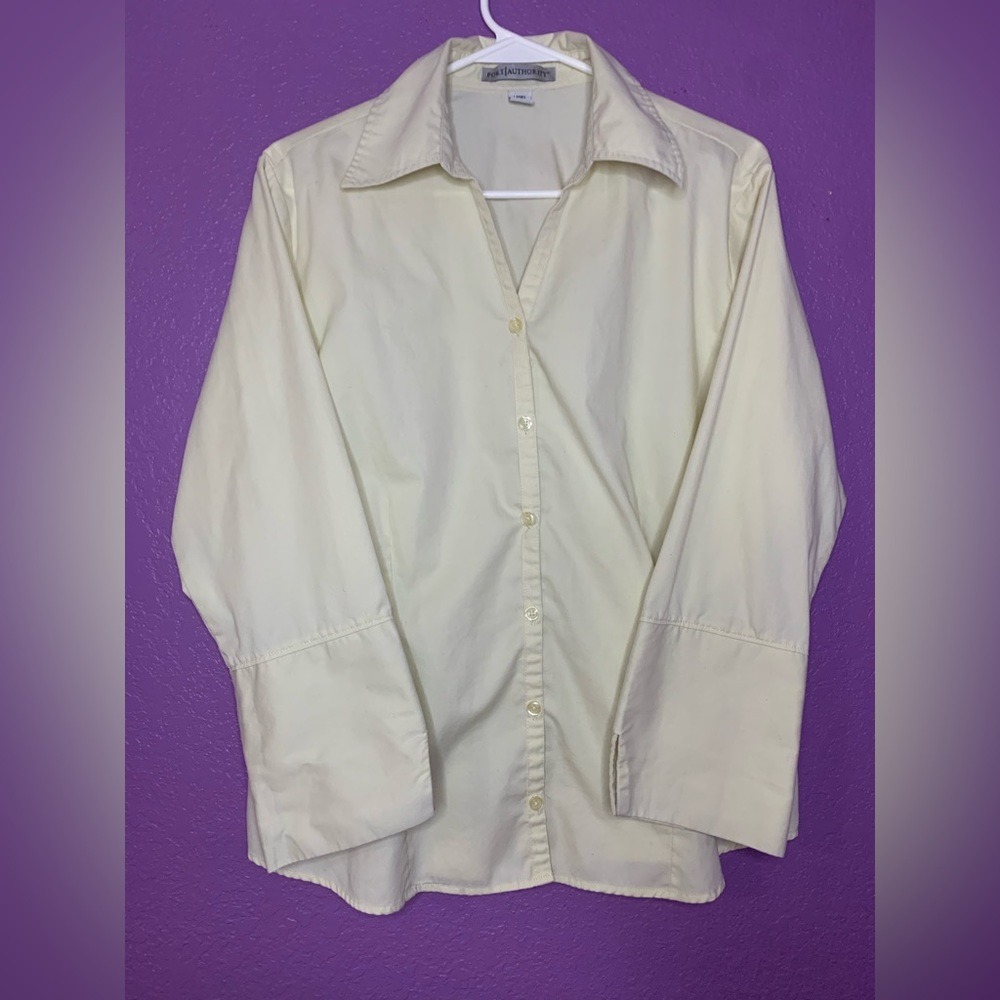 Port Authority, dress shirt, Ladies XL, off white cream color.